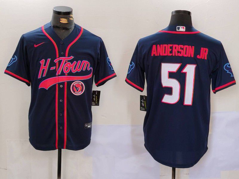 Men Houston Texans #51 Anderson jr Blue Second generation joint name 2024 Nike Limited NFL Jersey style 3